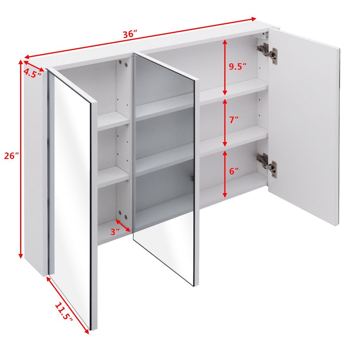 36 Wide Wall Mount Mirrored Bathroom Medicine Cabinet Storage 3 Mirror Door Manufacture Sourcing Agent Services In China