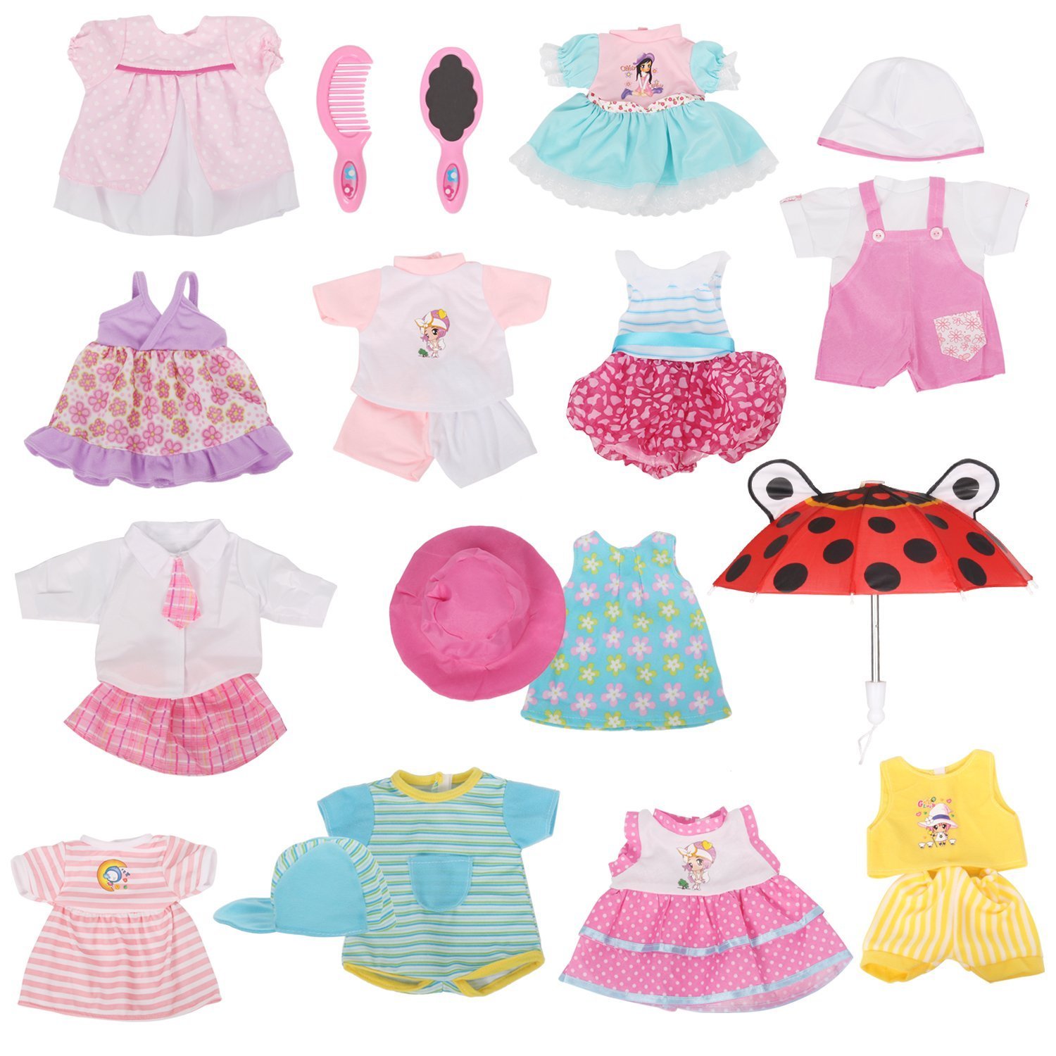 Set of 12 Handmade Lovely Baby Doll Clothes Dress Outfits Costumes For ...