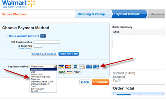 walmart online order split payment