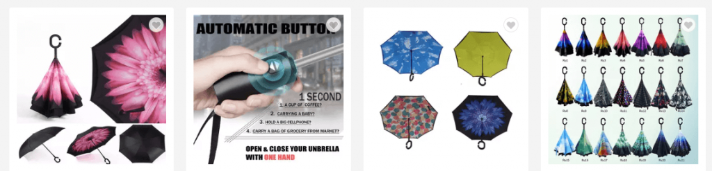 Reverse inverted umbrella