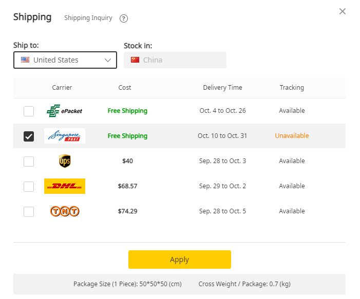 3. Shipping Options Comparison