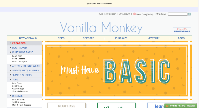 Vanilla Monkey Wholesale Clothing in California