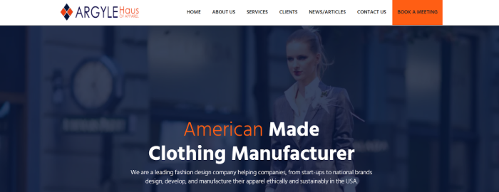 ARGYLE Haus of Apparel Clothing Manufacturers in Los Angeles