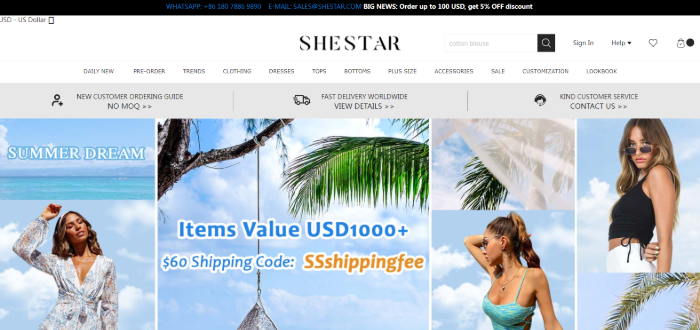 Shestar Wholesale Swimsuit Vendors