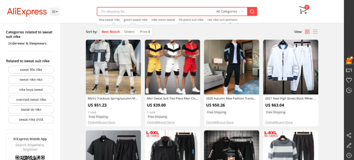 AliExpress Wholesale Nike Sweat Suits