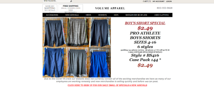 Volume Apparel Clothing Wholesalers in New York