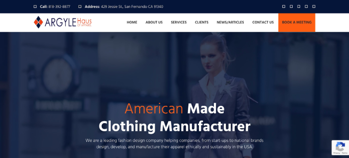 ARGYLE Haus of Apparel Small Business Clothing Manufacturers