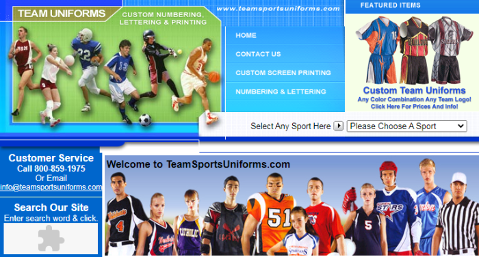 Team Sports Uniforms. Com Dropshipping Sporting Goods
