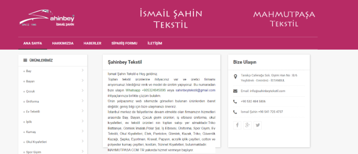 Ismail Sahin Textile Turkey Clothing Manufacturers