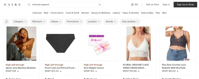 Faire Intimate Apparel Wholesale