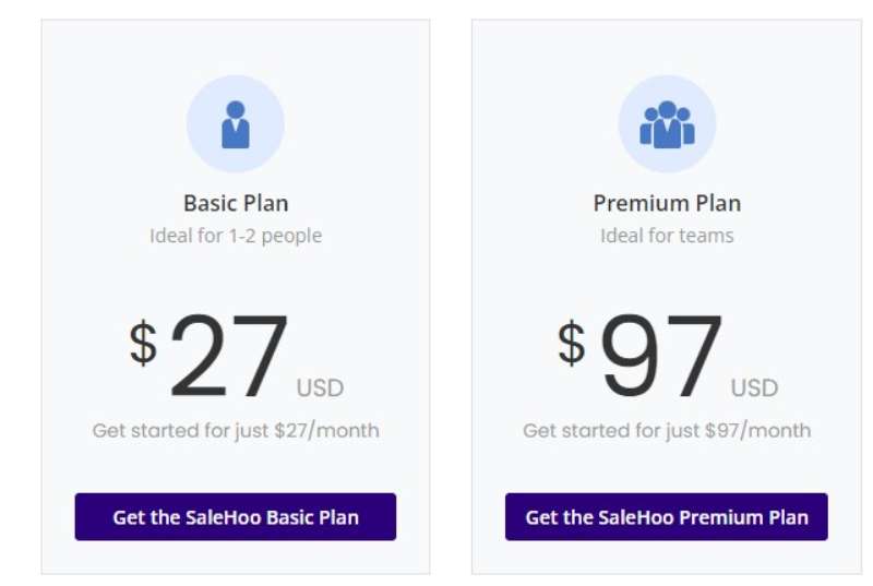 Salehoo Pricing plan