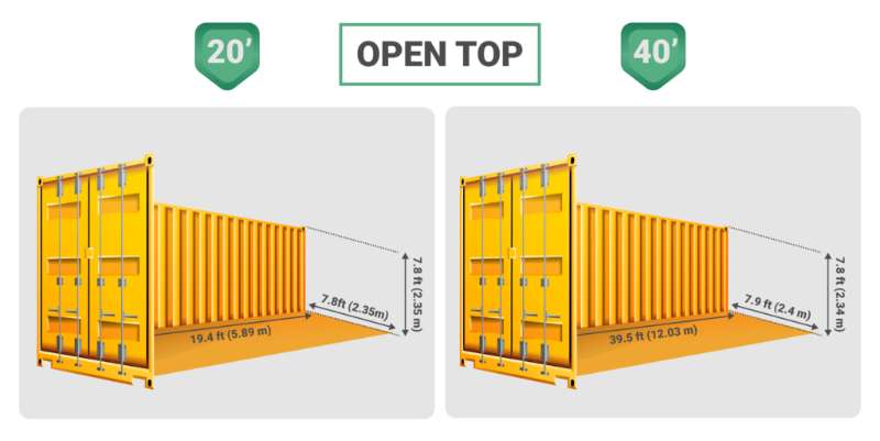 open-top shipping container