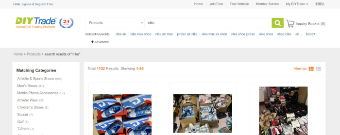 DIYTrade.com Nike Wholesale Vendors