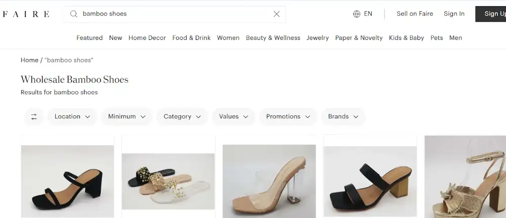 Bamboo shoes wholesale distributors online