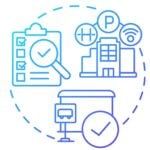 service facility blue gradient concept icon monitoring production process of