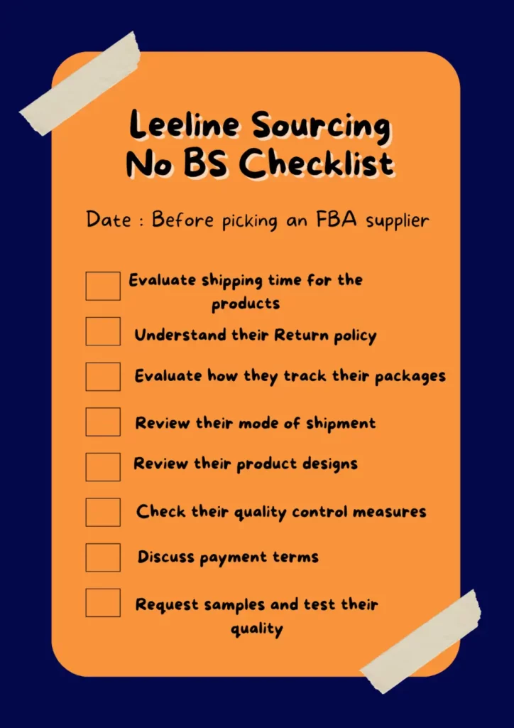  sourcing for an FBA supplier: